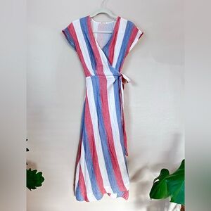 Marine Layer multicolor midi wrap dress XS